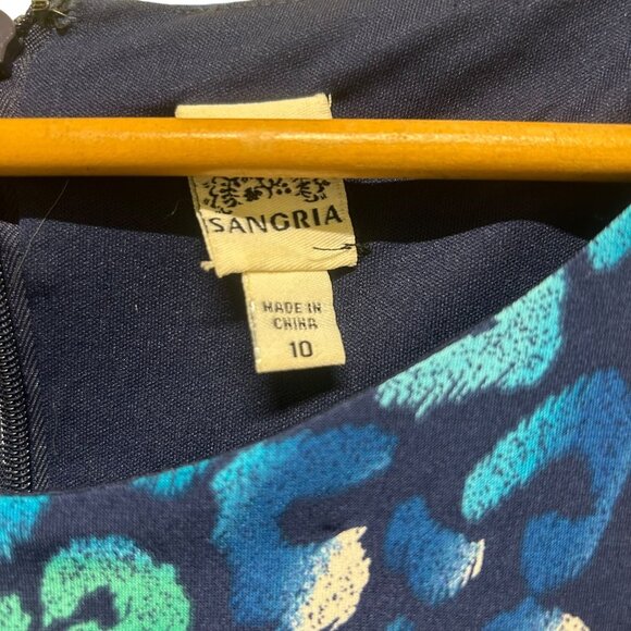 Sangaria Blue Animal Print Ruched Side Lined Stretchy Dress Size 10 - Picture 4 of 5